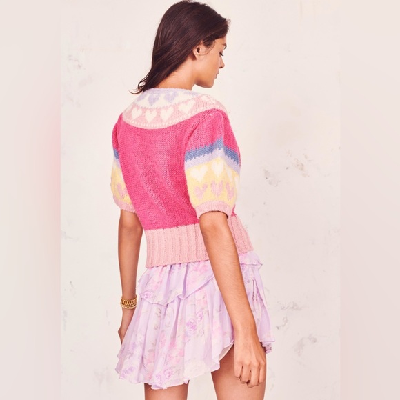 NWT LoveShackFancy Trinity Cardigan Sweater Alpaca Wool Blend in Prune - Picture 7 of 15